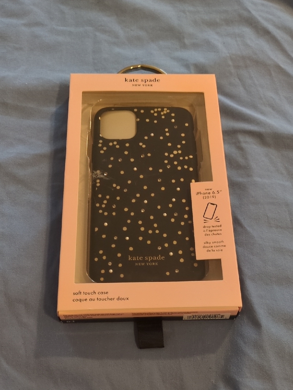 kate spade black iPhone Case with Gold Confetti Dots